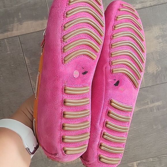 Ivanka Trump  Suede Stylish Pink and Orange Driving Loafers. Size 8 M,Leather - Picture 5 of 8